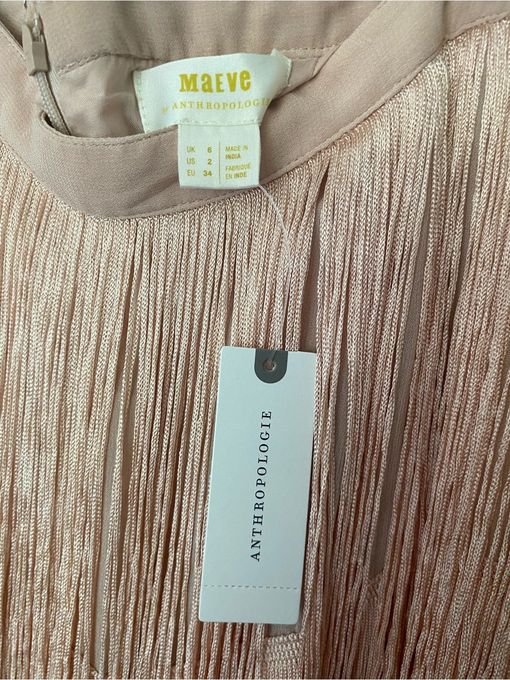 NWT MAEVE x ANTHROPOLOGIE Velma Fringe Flapper Pink Midi Skirt Size 2 - Picture 7 of 10